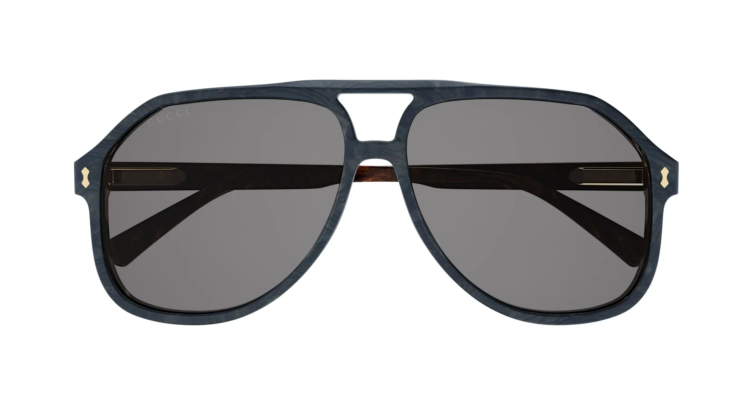 Gucci GG1042S 003 Occhiali da sole Acetato Blu Grigio Pilot Normale - immagine 2
