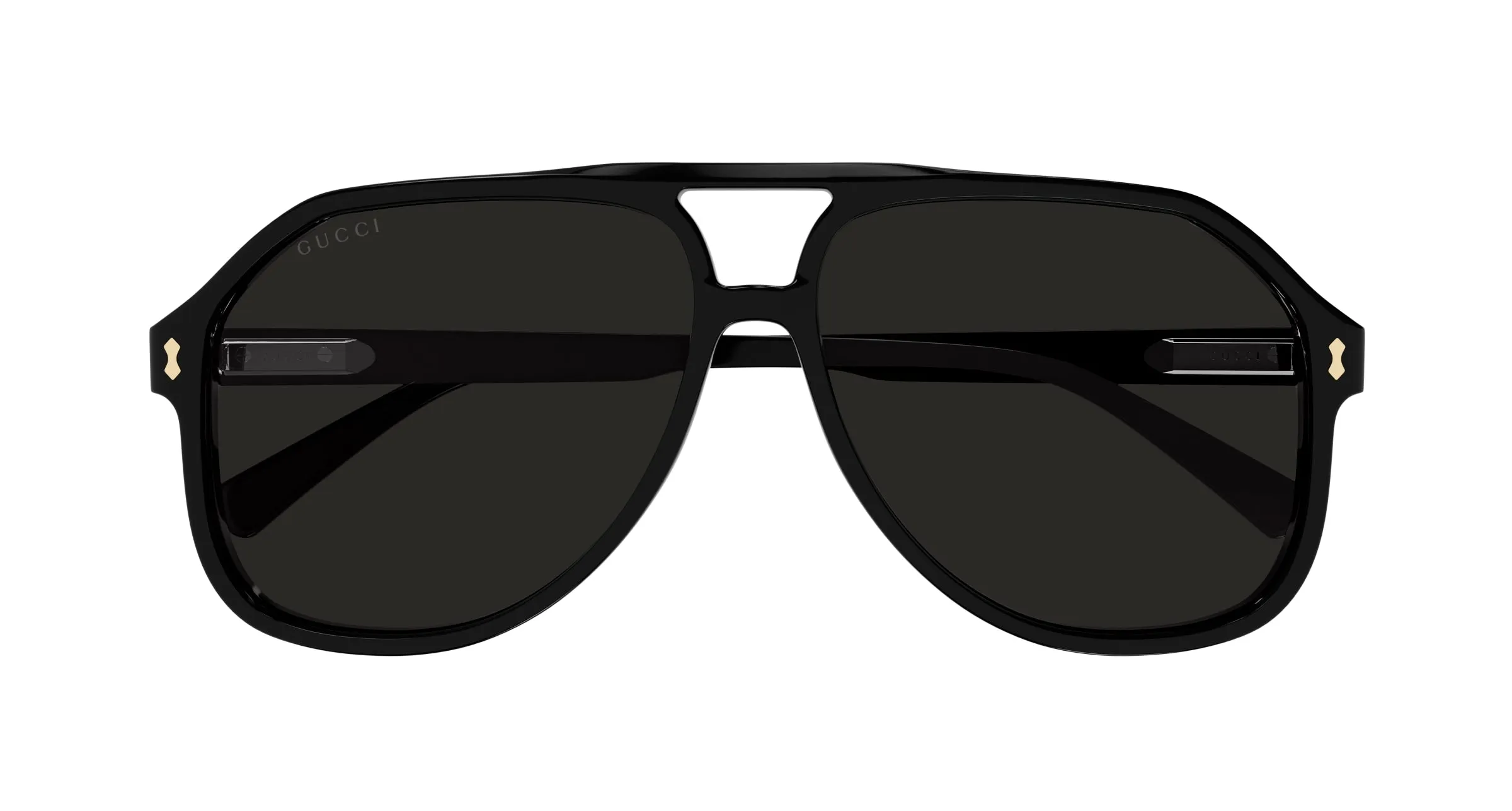Gucci GG1042S 001 Occhiali da sole Acetato Nero Grigio Pilot Normale - immagine 2