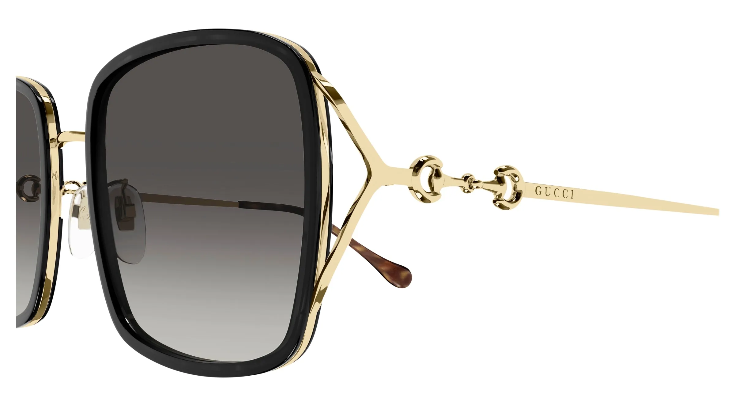 Gucci GG1016SK 001 Occhiali da sole Iniettato Nero Grigio Squadrata Normale - immagine 3