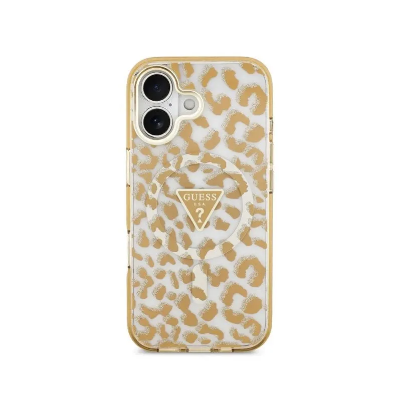Funda per smartphone Guess PC+TPU Marrone Leopardata con Brillantini MagSafe per iPhone 17 - immagine 1