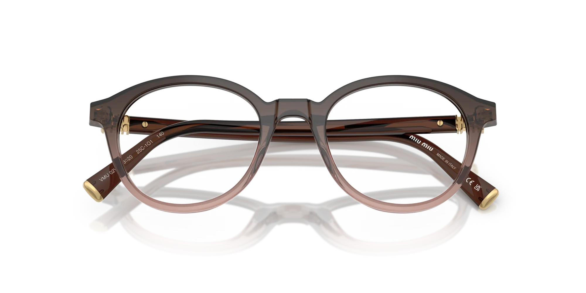Miu Miu MU 02WV 25C1O1 Montature da vista Acetato Rosso Trasparente Rotonda Normale - immagine 2
