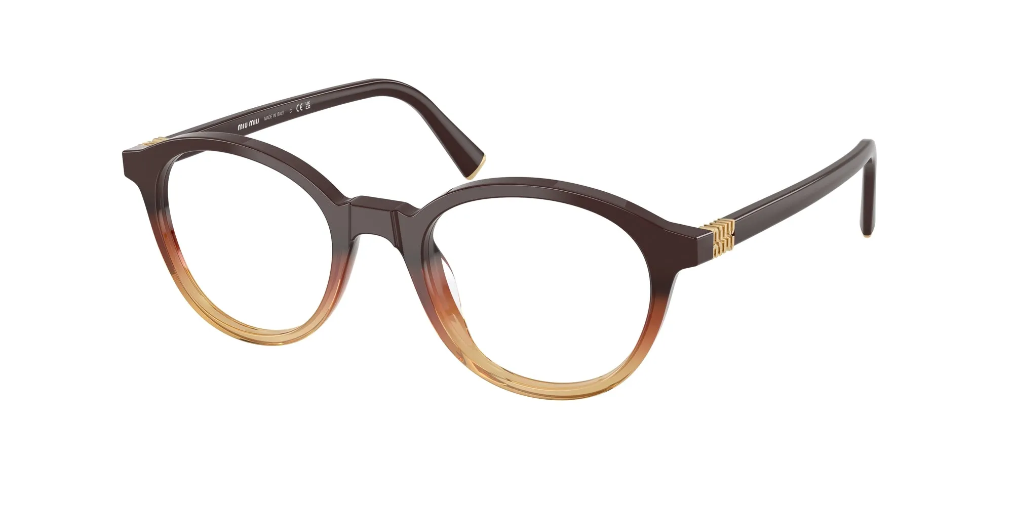 Miu Miu MU 02WV 24C1O1 Montature da vista Acetato Marrone Rotonda Normale - immagine 1