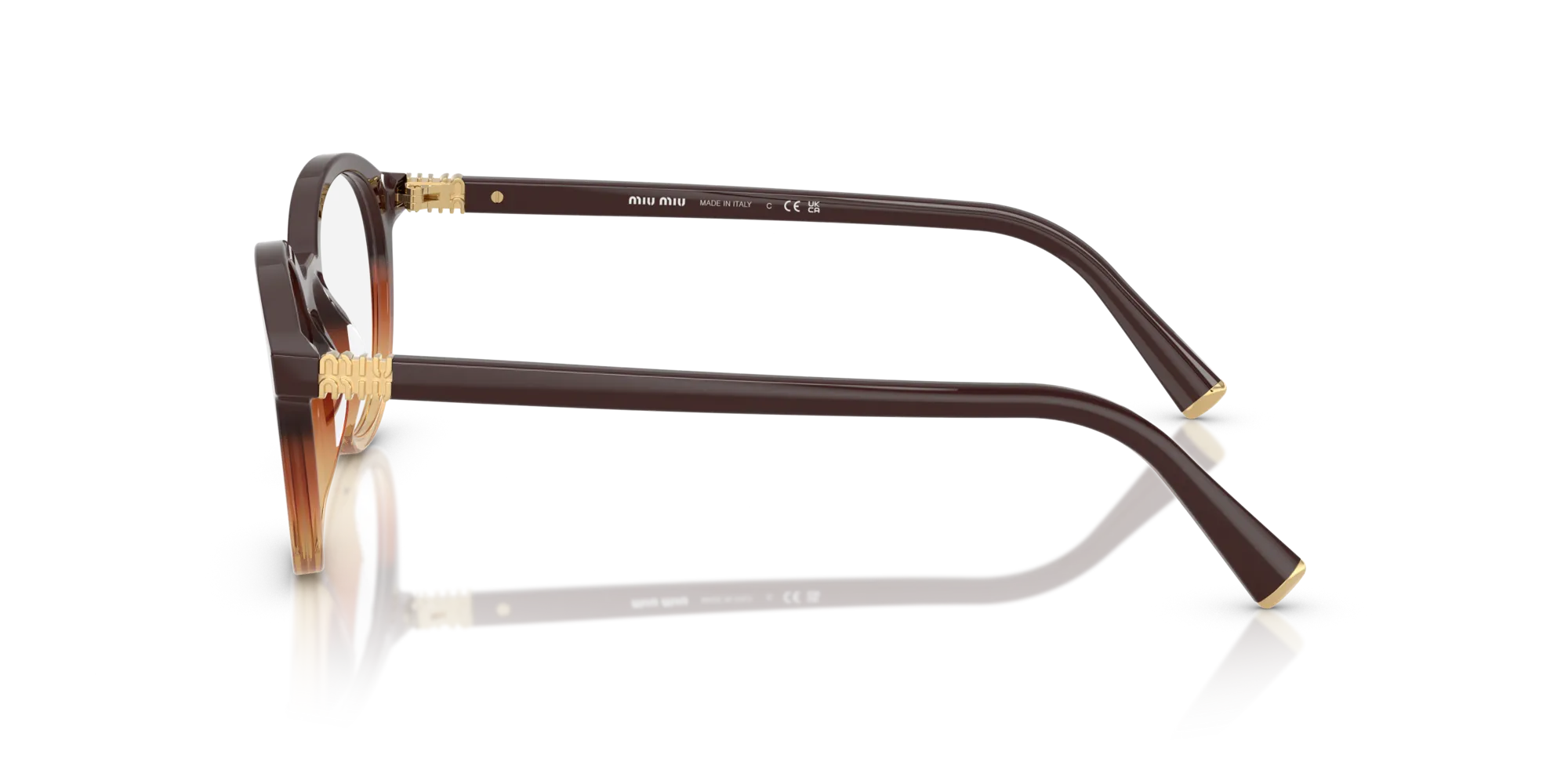 Miu Miu MU 02WV 24C1O1 Montature da vista Acetato Marrone Rotonda Normale - immagine 4