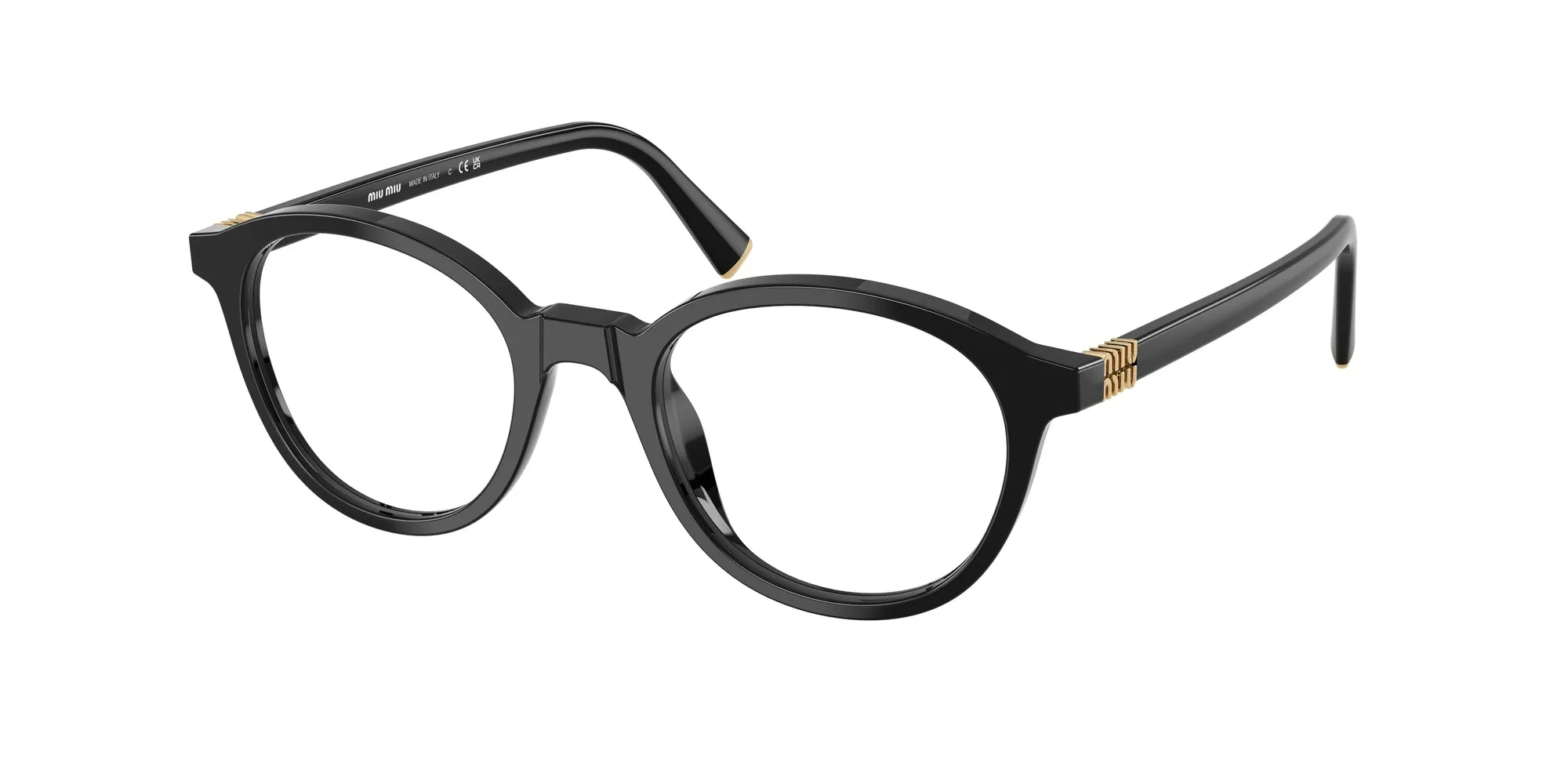 Miu Miu MU 02WV 16K1O1 Montature da vista Acetato Nero Rotonda Normale - immagine 1