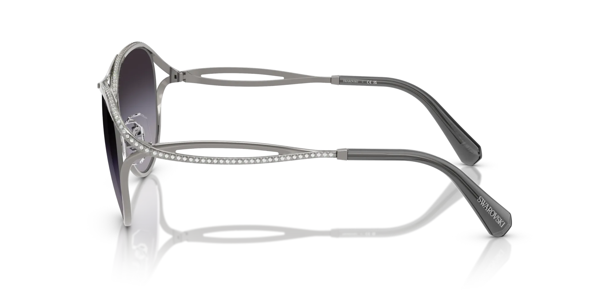 Swarovski SK7028 40098G Occhiali da sole Metallo Grigio Grigio Pilot Normale Sfumato - immagine 4