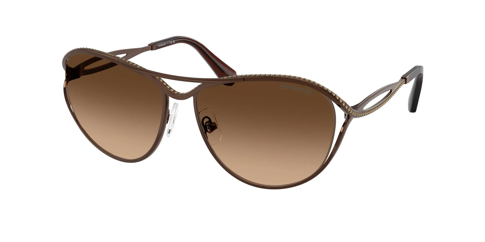 Swarovski SK7028 400274 Occhiali da sole Metallo Marrone Marrone Pilot Normale Sfumato - immagine 1