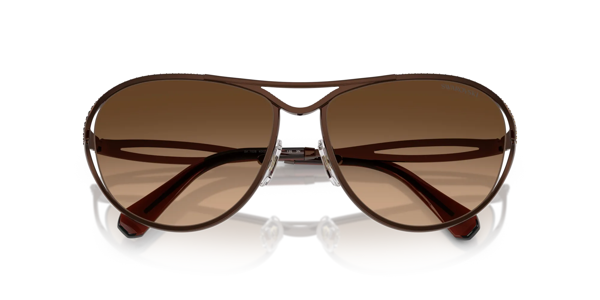 Swarovski SK7028 400274 Occhiali da sole Metallo Marrone Marrone Pilot Normale Sfumato - immagine 2