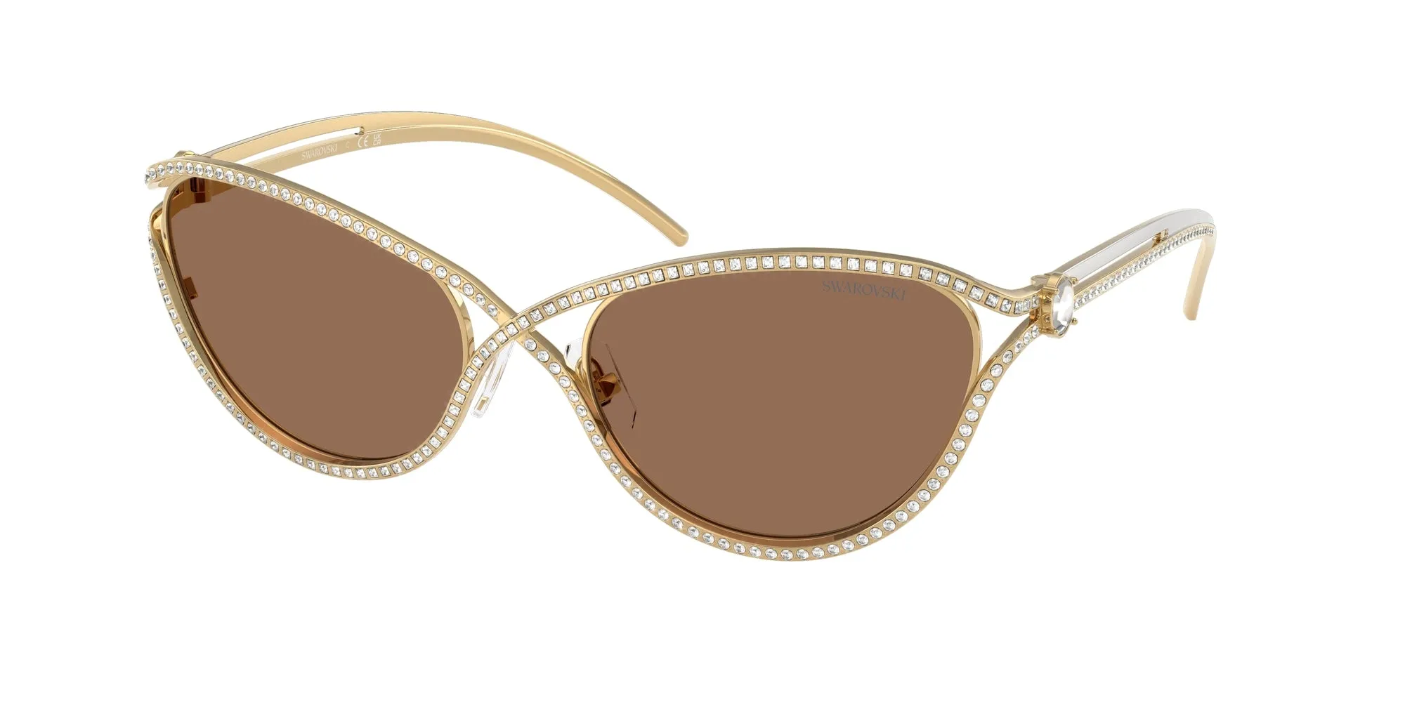 Swarovski SK7025 400473 Occhiali da sole Metallo Oro Marrone Cat Eye Normale - immagine 1