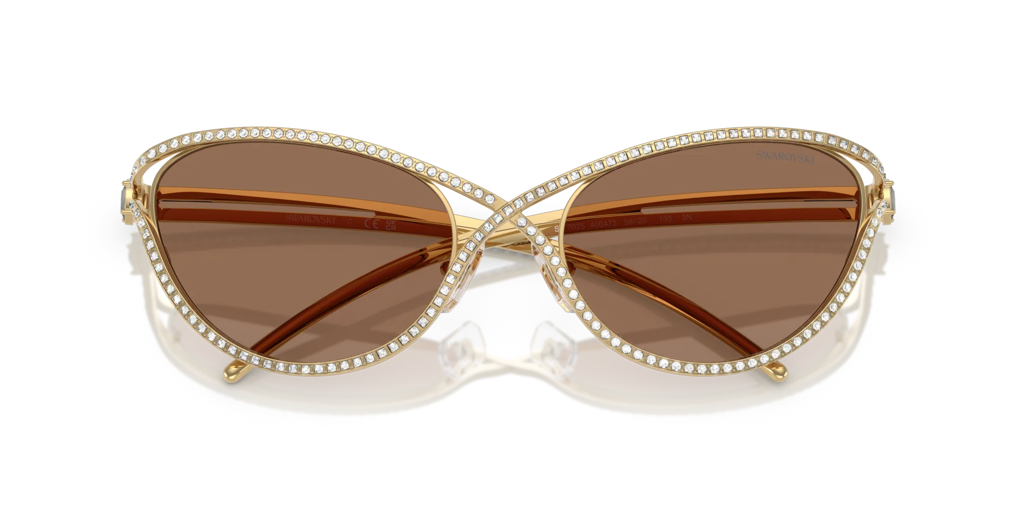 Swarovski SK7025 400473 Occhiali da sole Metallo Oro Marrone Cat Eye Normale - immagine 2