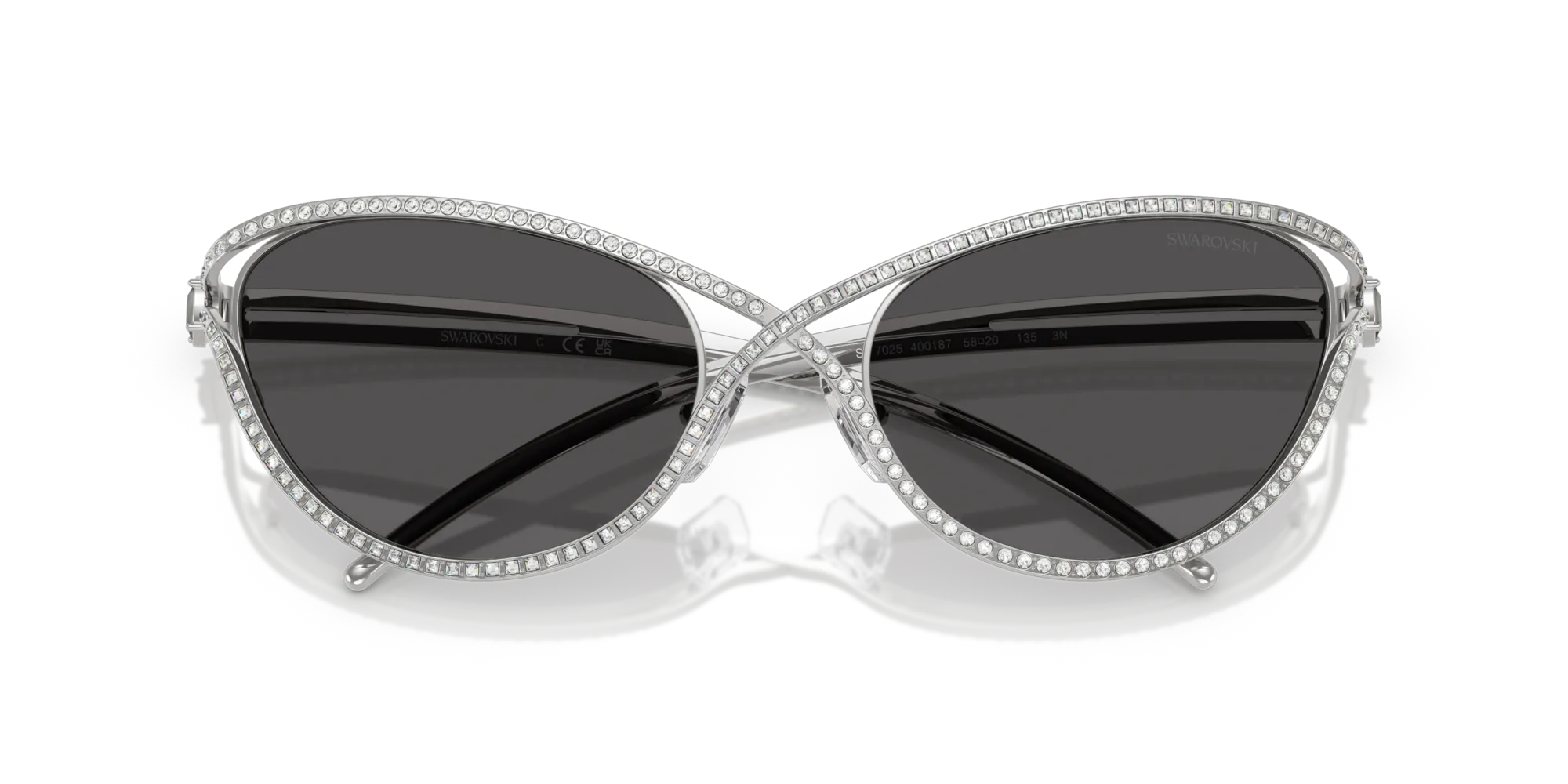 Swarovski SK7025 400187 Occhiali da sole Metallo Argento Grigio Cat Eye Normale - immagine 2