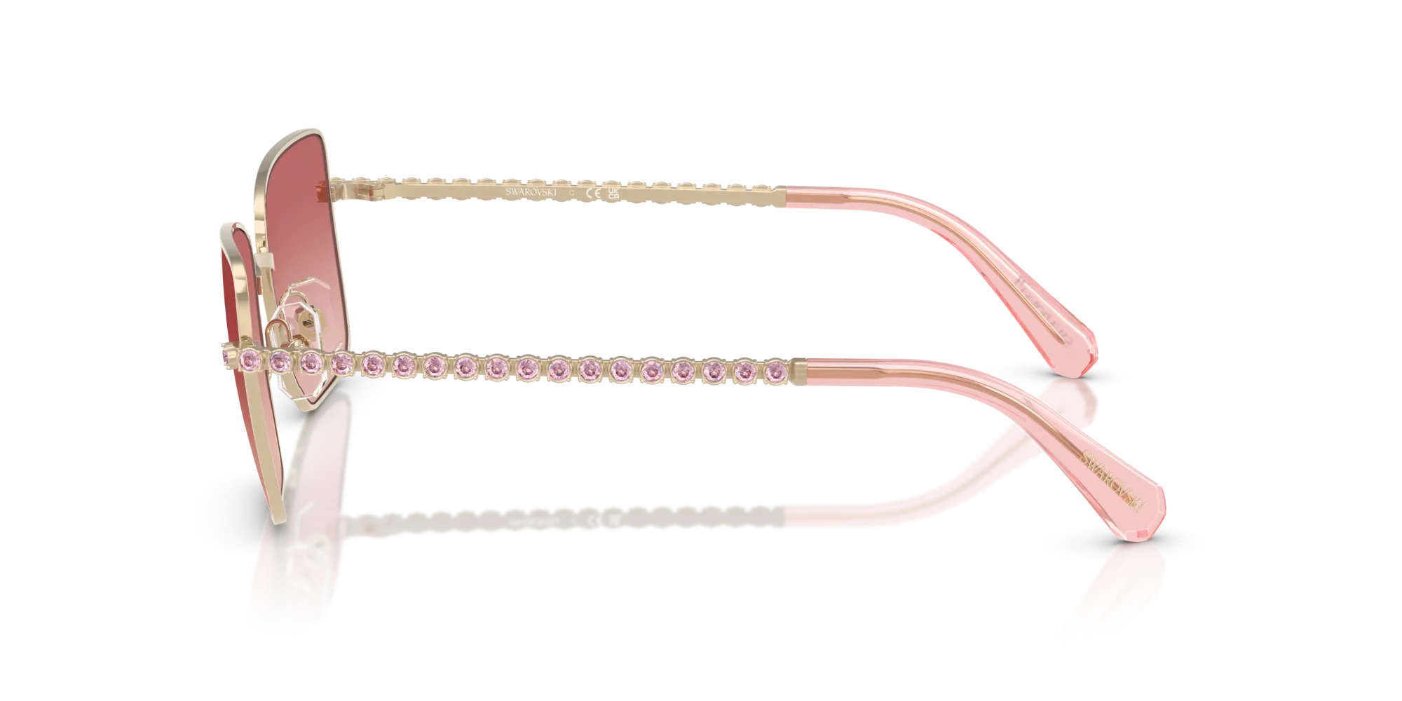 Swarovski SK7015 4013A5 Occhiali da sole Metallo Oro Rosa Rotonda Normale Sfumato - immagine 4