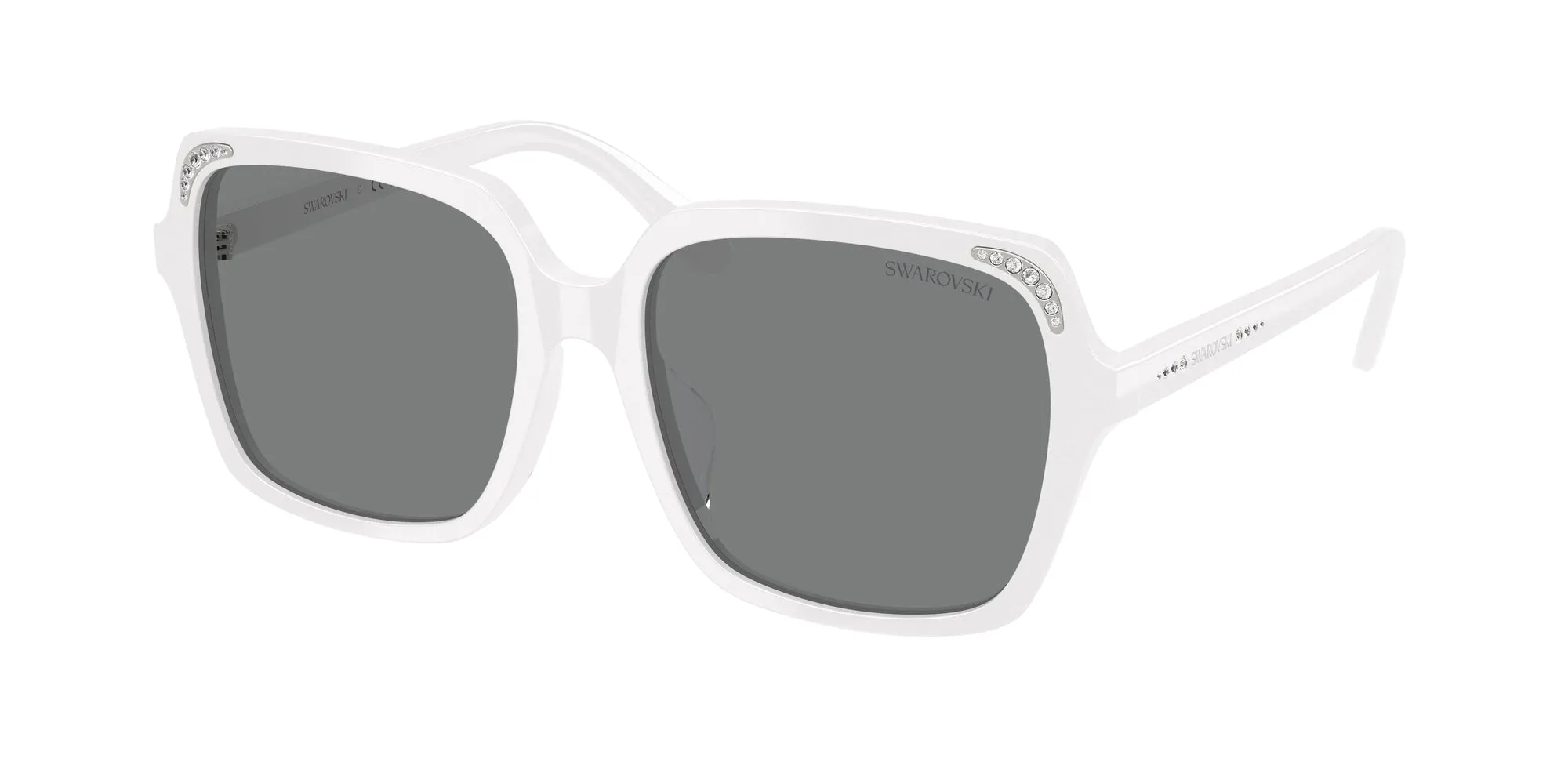 Swarovski SK6034D 105087 Occhiali da sole Acetato Bianco Grigio Squadrata Normale - immagine 1