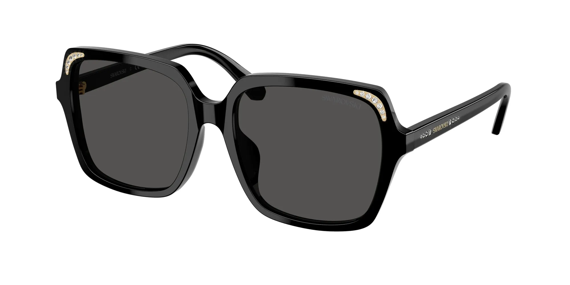 Swarovski SK6034D 100187 Occhiali da sole Acetato Nero Grigio Squadrata Normale - immagine 1