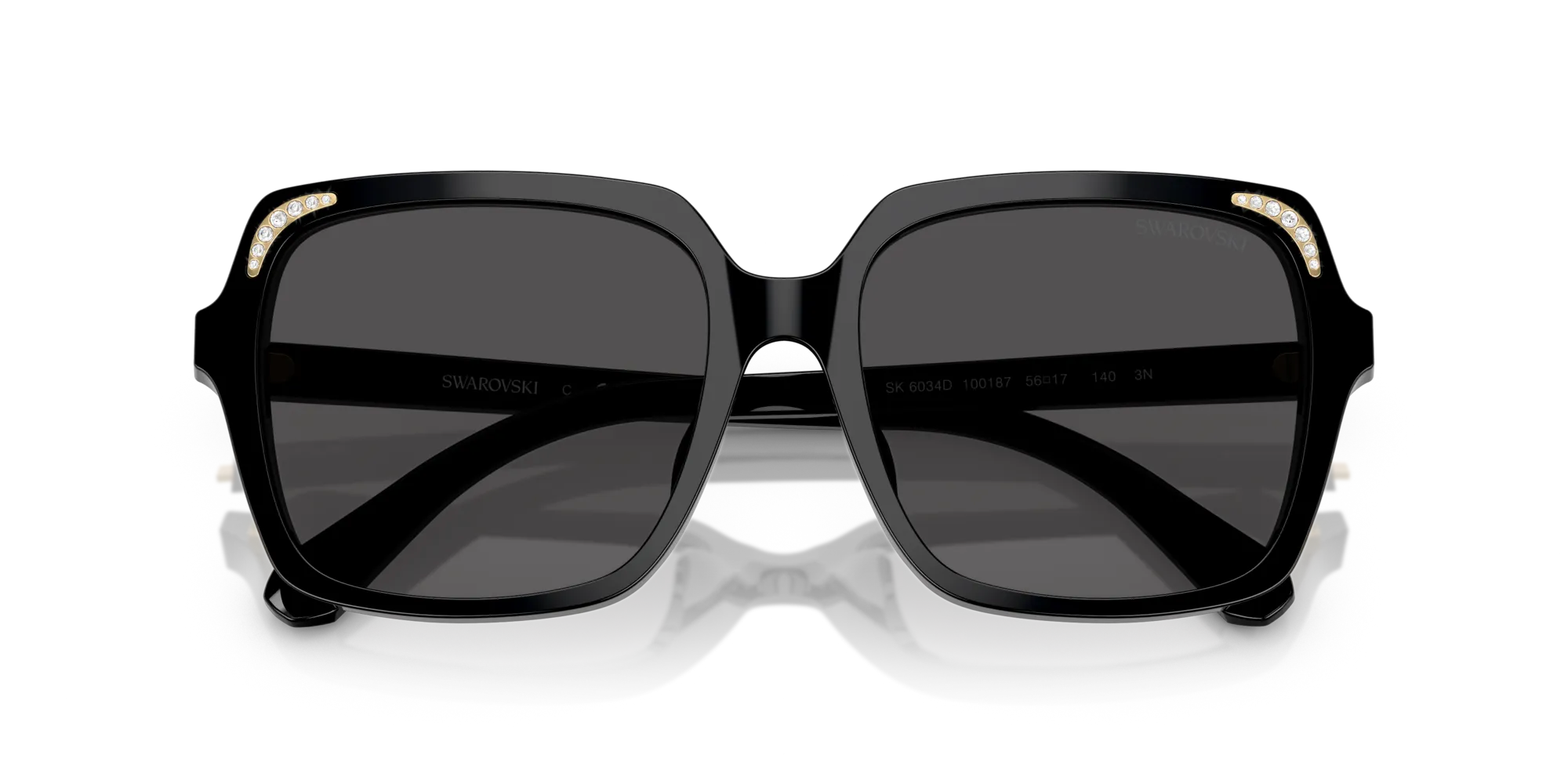 Swarovski SK6034D 100187 Occhiali da sole Acetato Nero Grigio Squadrata Normale - immagine 2
