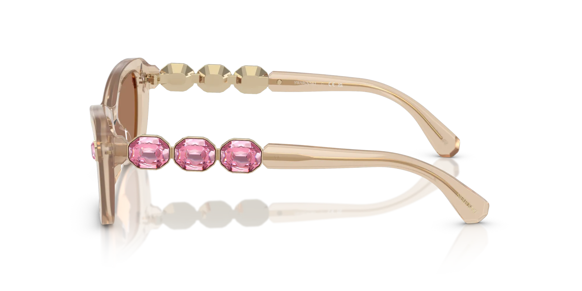 Swarovski SK6033 106673 Occhiali da sole Acetato Beige Marrone Geometrica Normale - immagine 4
