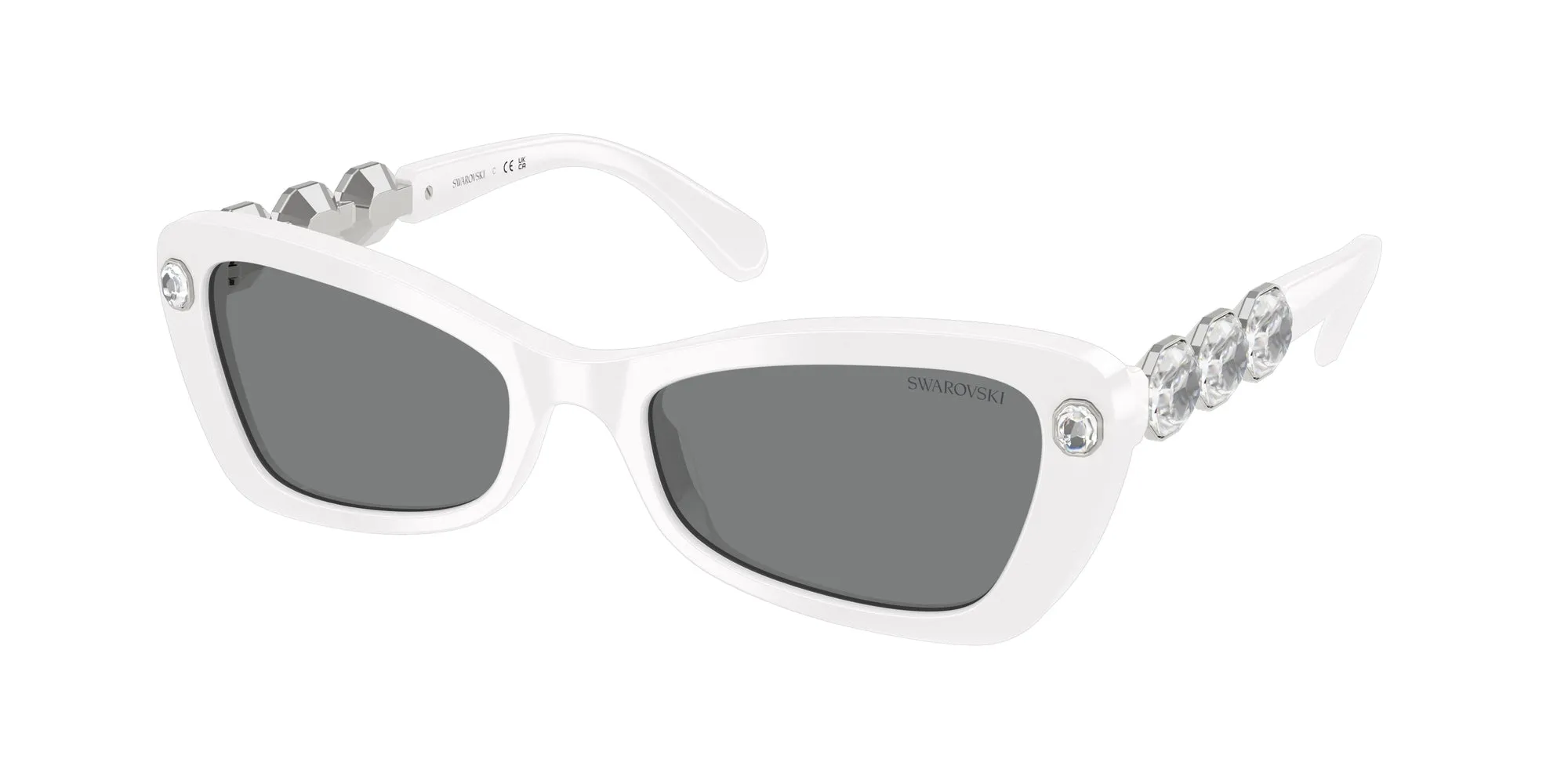 Swarovski SK6033 105087 Occhiali da sole Acetato Bianco Grigio Geometrica Normale - immagine 1