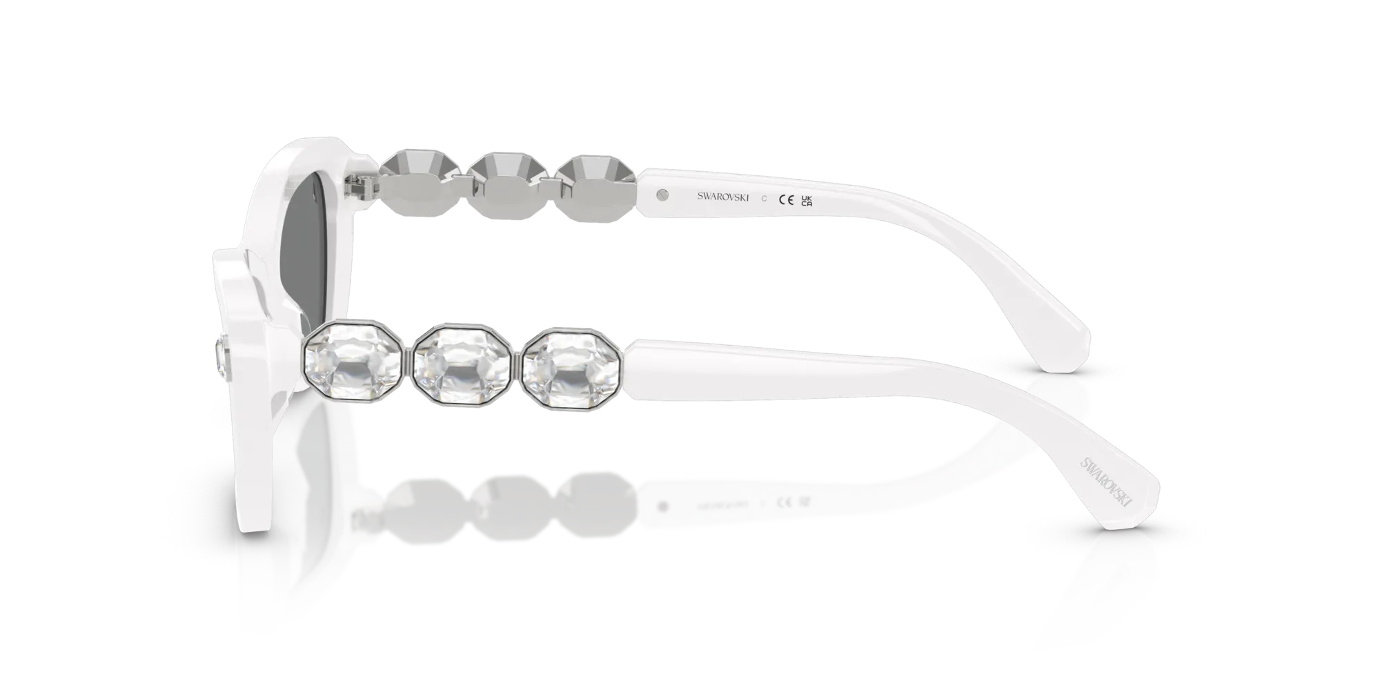 Swarovski SK6033 105087 Occhiali da sole Acetato Bianco Grigio Geometrica Normale - immagine 4
