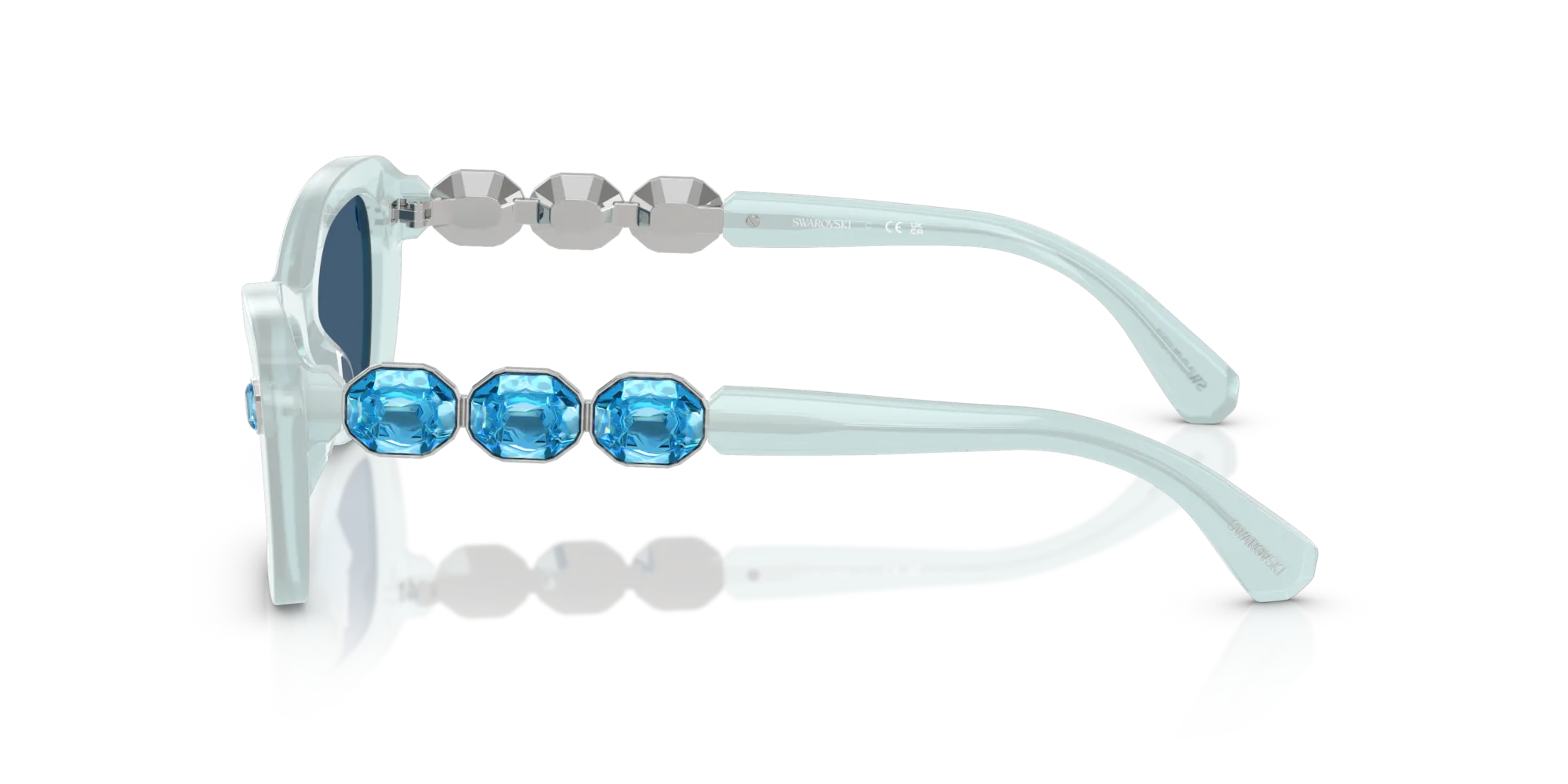 Swarovski SK6033 102455 Occhiali da sole Acetato Blu Blu Geometrica Normale - immagine 4