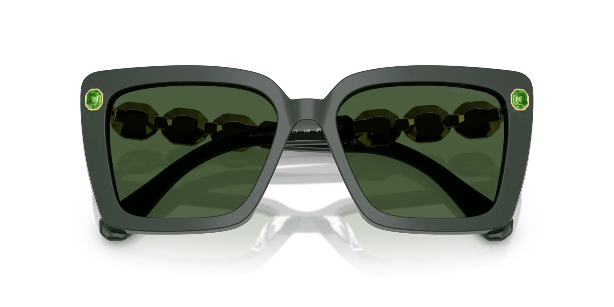 Swarovski SK6032 102671 Occhiali da sole Acetato Verde Verde Squadrata Normale - immagine 2