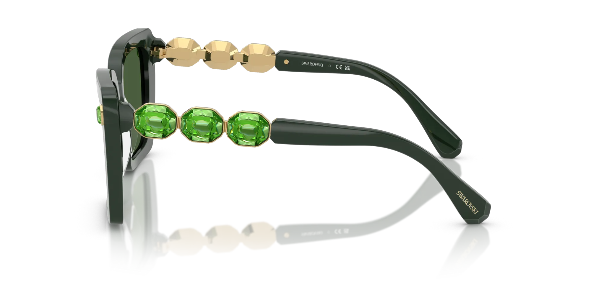 Swarovski SK6032 102671 Occhiali da sole Acetato Verde Verde Squadrata Normale - immagine 4