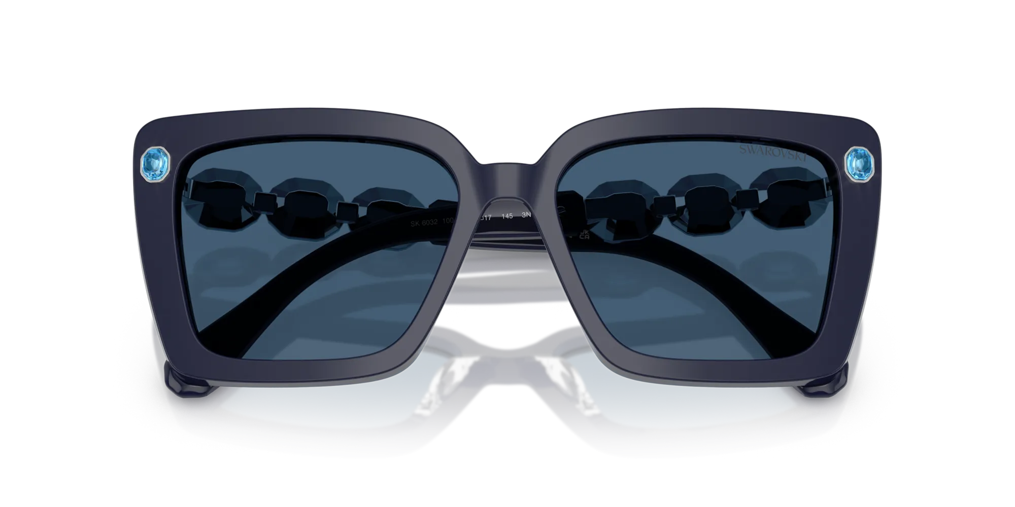Swarovski SK6032 100455 Occhiali da sole Acetato Blu Blu Squadrata Normale - immagine 2