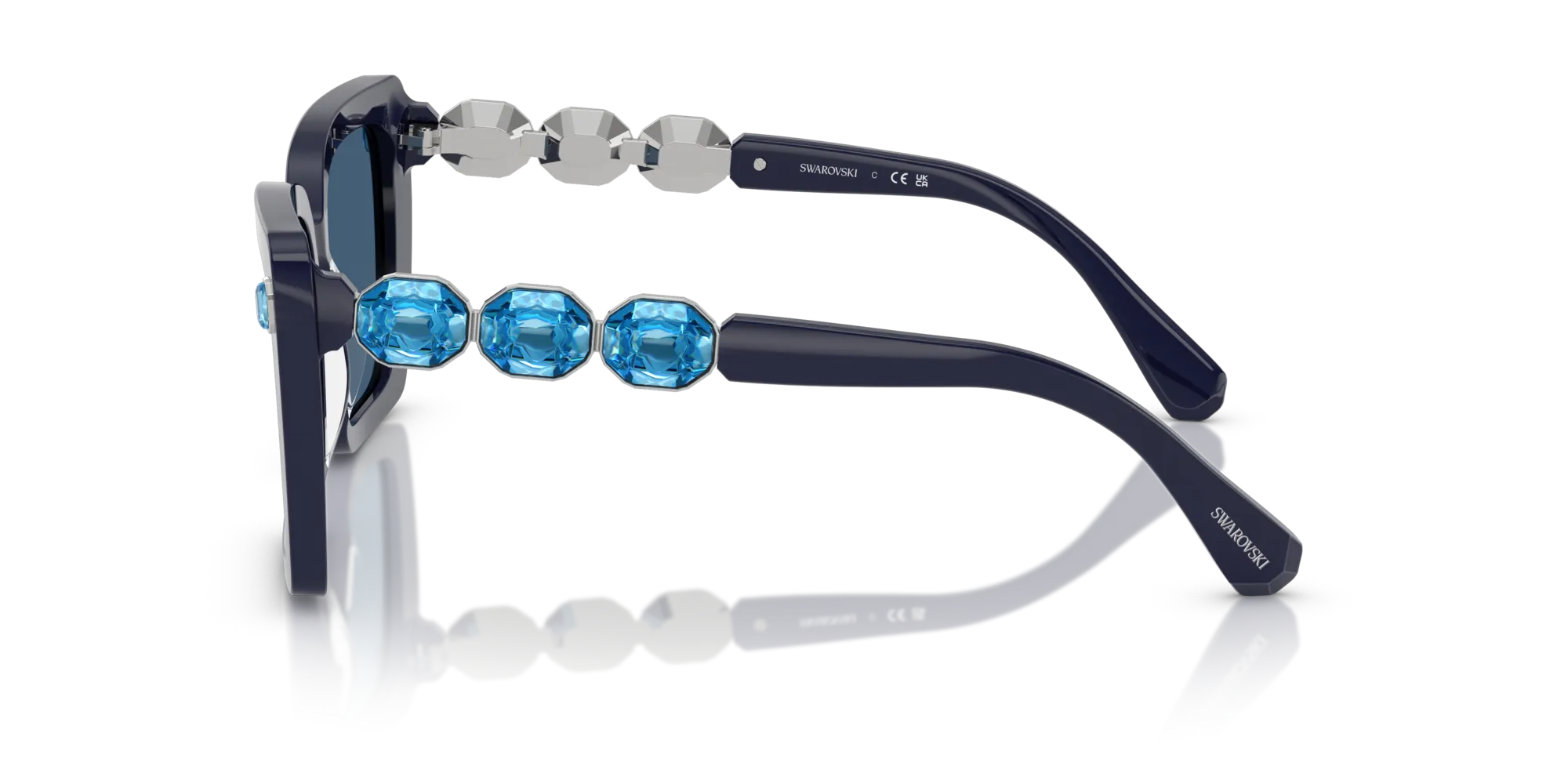 Swarovski SK6032 100455 Occhiali da sole Acetato Blu Blu Squadrata Normale - immagine 4