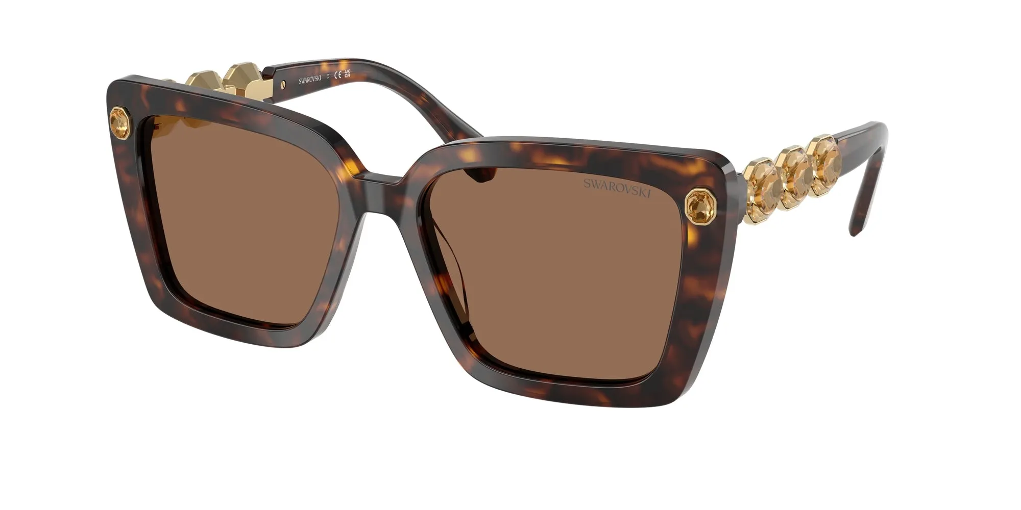 Swarovski SK6032 100273 Occhiali da sole Acetato Tartaruga Marrone Squadrata Normale - immagine 1