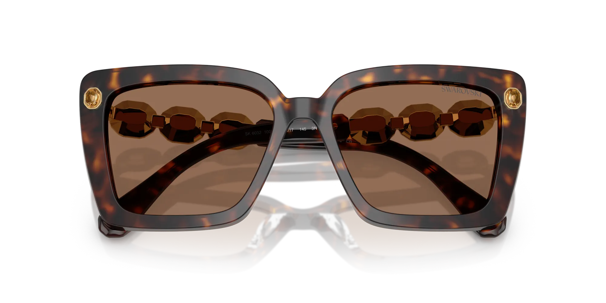 Swarovski SK6032 100273 Occhiali da sole Acetato Tartaruga Marrone Squadrata Normale - immagine 2
