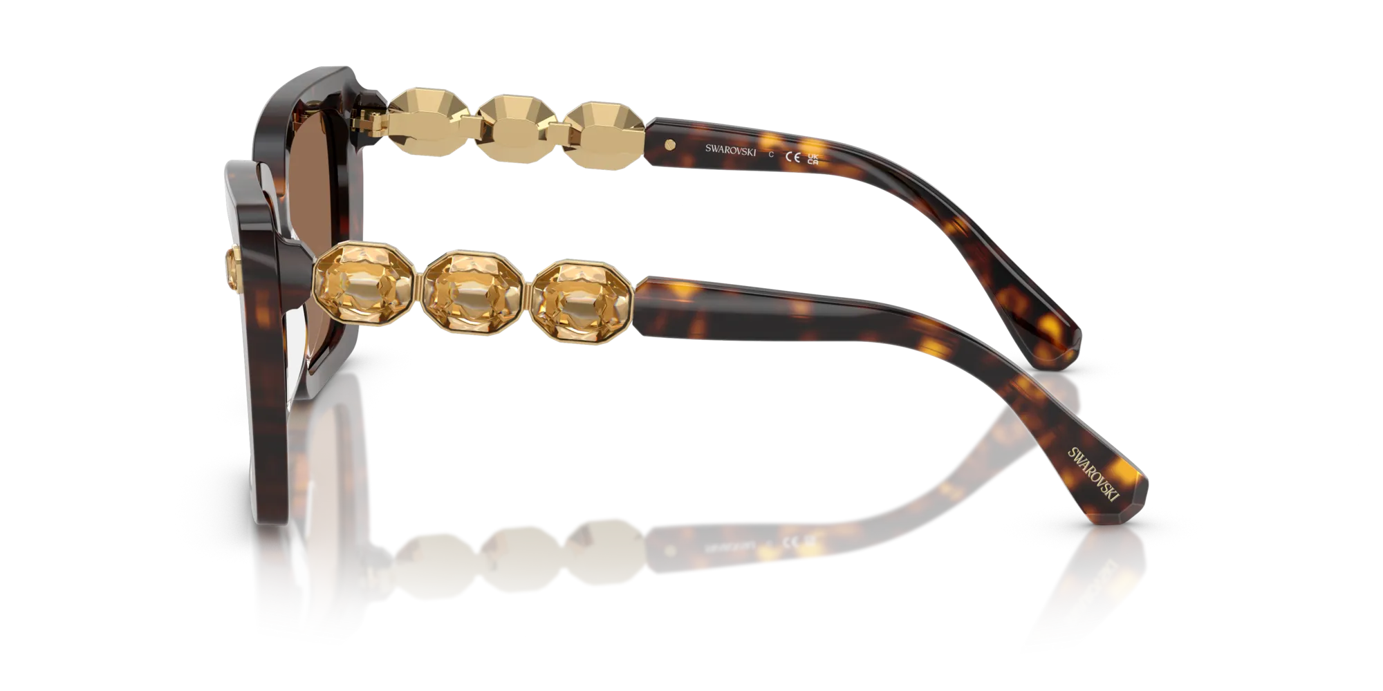 Swarovski SK6032 100273 Occhiali da sole Acetato Tartaruga Marrone Squadrata Normale - immagine 4