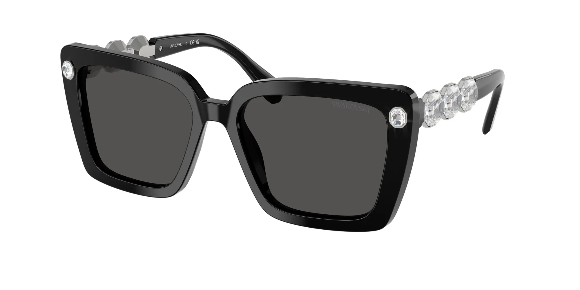 Swarovski SK6032 100187 Occhiali da sole Acetato Nero Grigio Squadrata Normale - immagine 1