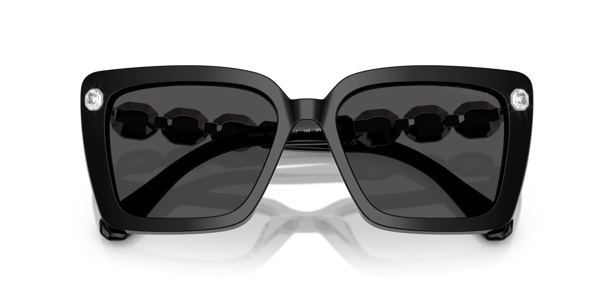 Swarovski SK6032 100187 Occhiali da sole Acetato Nero Grigio Squadrata Normale - immagine 2