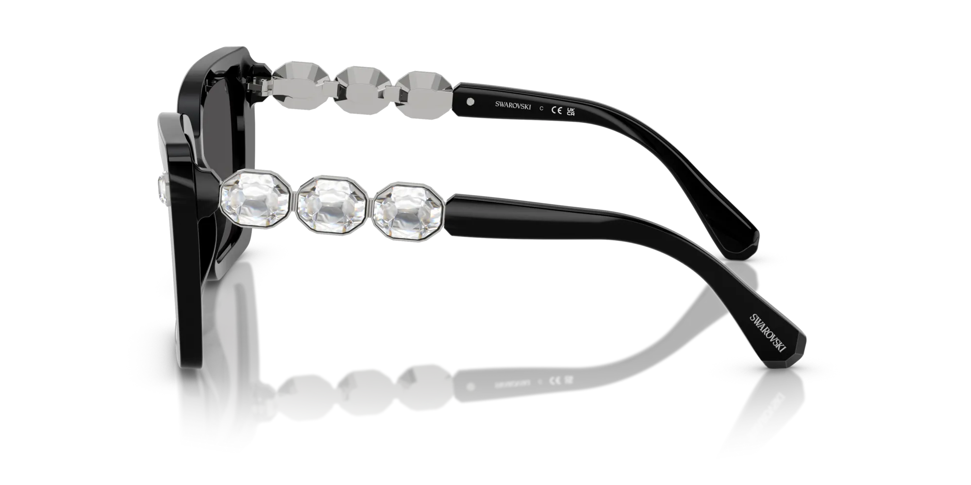 Swarovski SK6032 100187 Occhiali da sole Acetato Nero Grigio Squadrata Normale - immagine 4