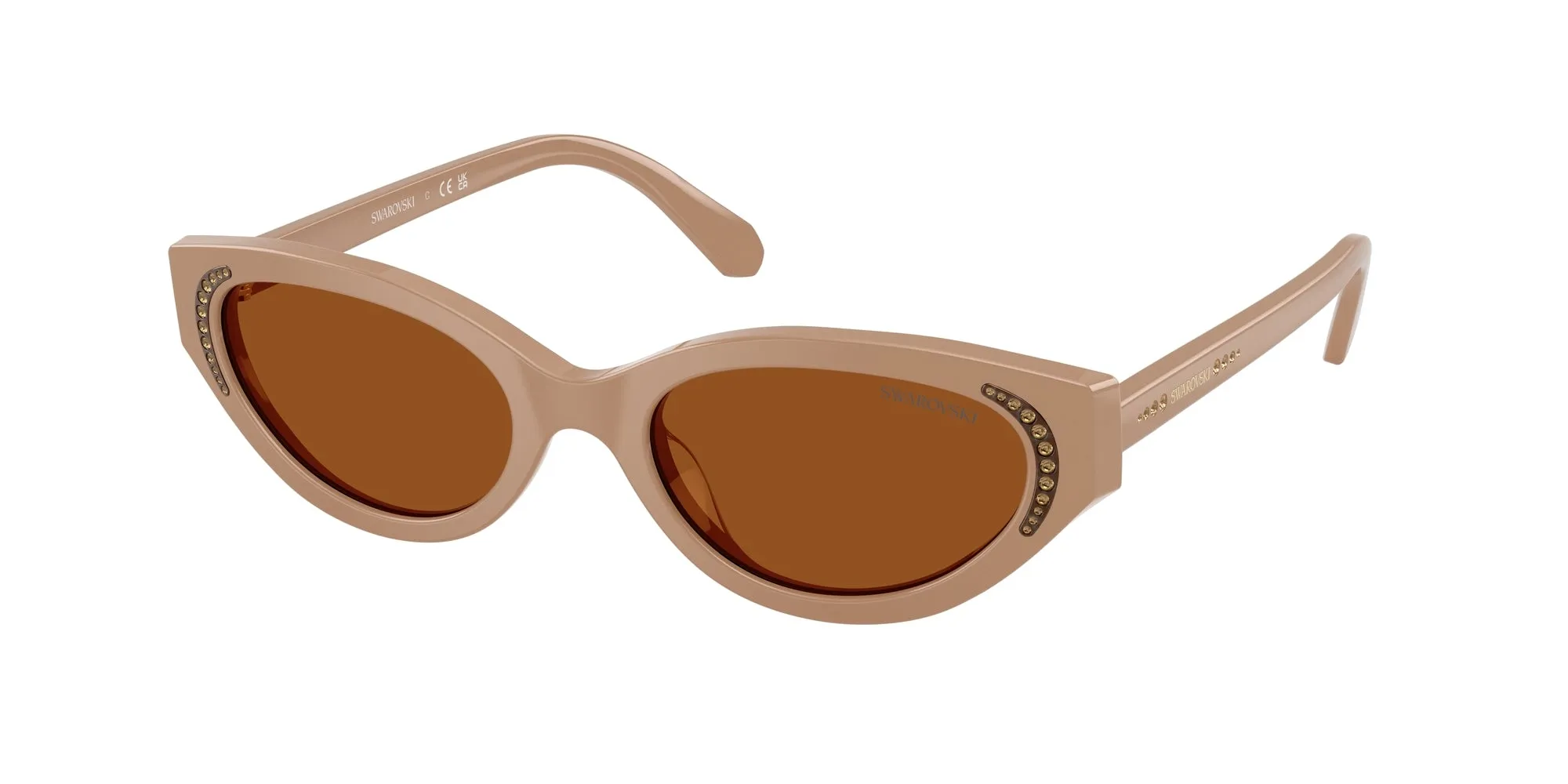 Swarovski SK6030 106173 Occhiali da sole Acetato Beige Marrone Rotonda Normale - immagine 1