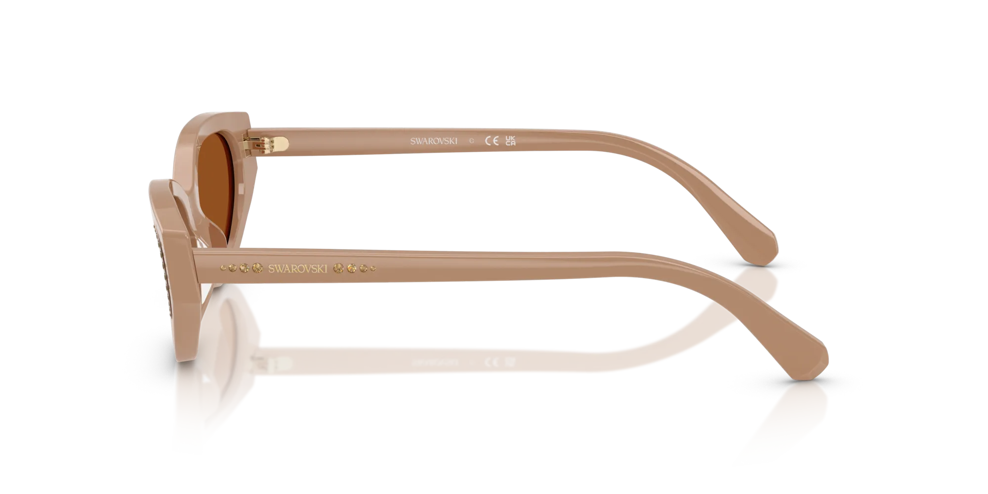 Swarovski SK6030 106173 Occhiali da sole Acetato Beige Marrone Rotonda Normale - immagine 4