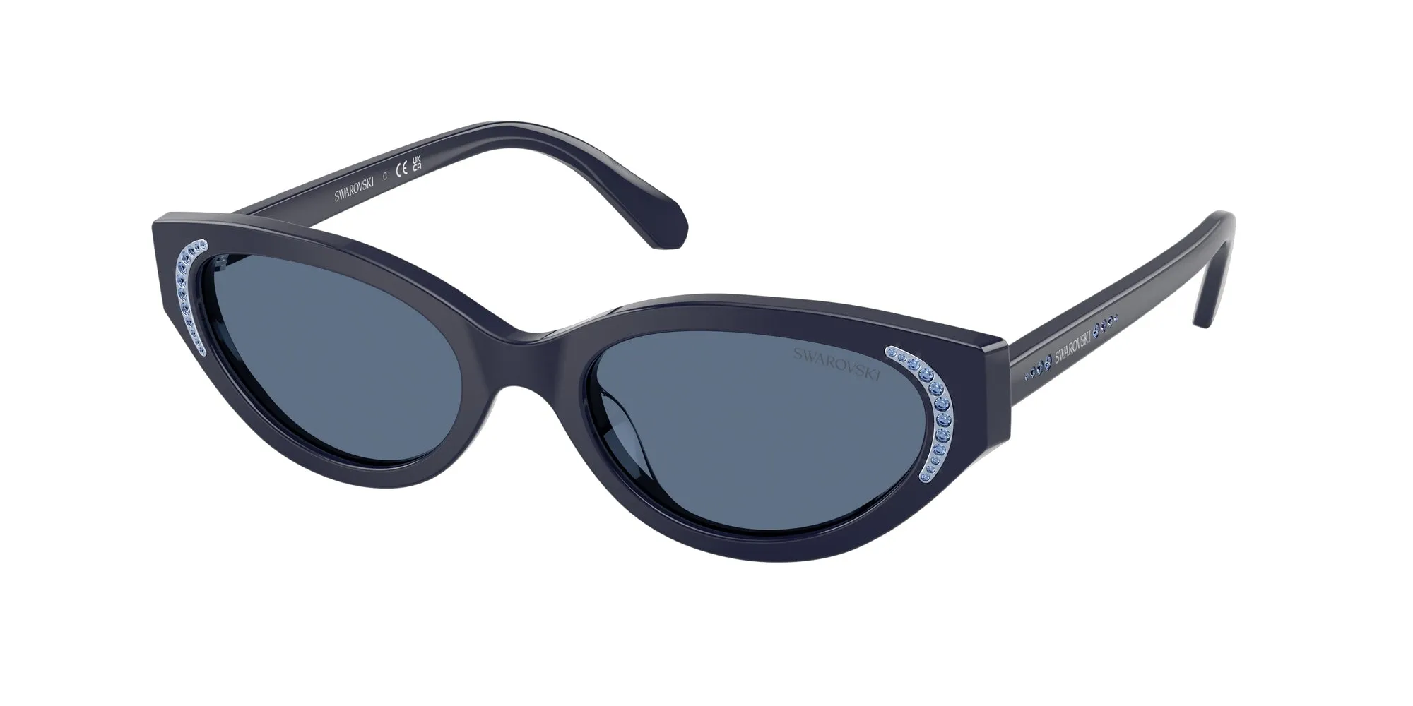 Swarovski SK6030 100455 Occhiali da sole Acetato Blu Blu Rotonda Normale - immagine 1