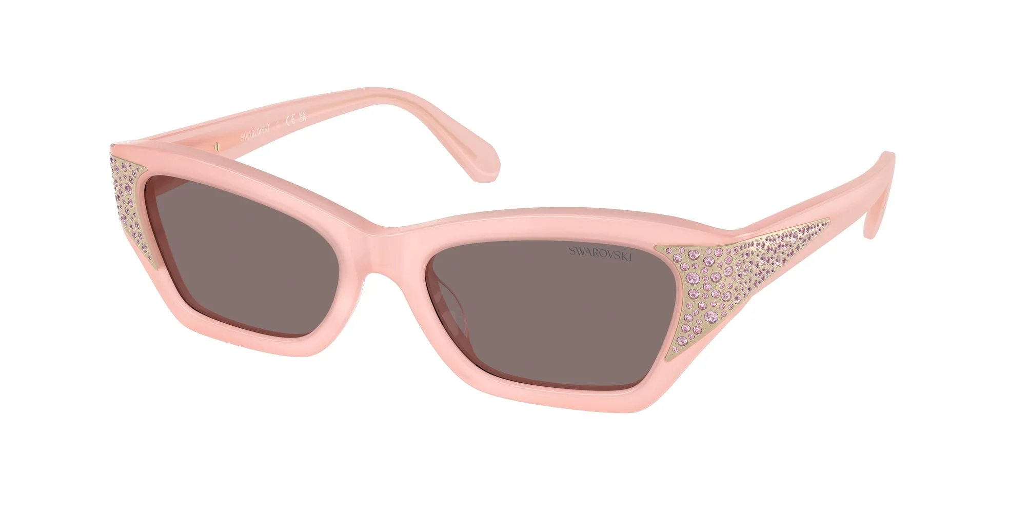 Swarovski SK6029 10317N Occhiali da sole Acetato Bianco Marrone Cat Eye Normale - immagine 1