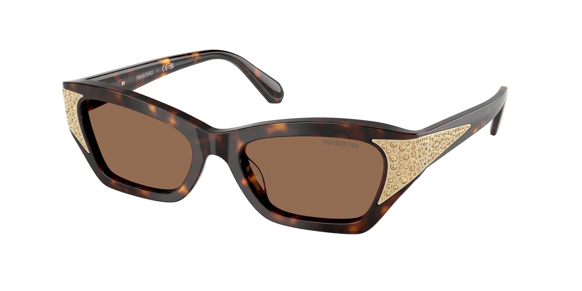 Swarovski SK6029 100273 Occhiali da sole Acetato Marrone Marrone Cat Eye Normale - immagine 1