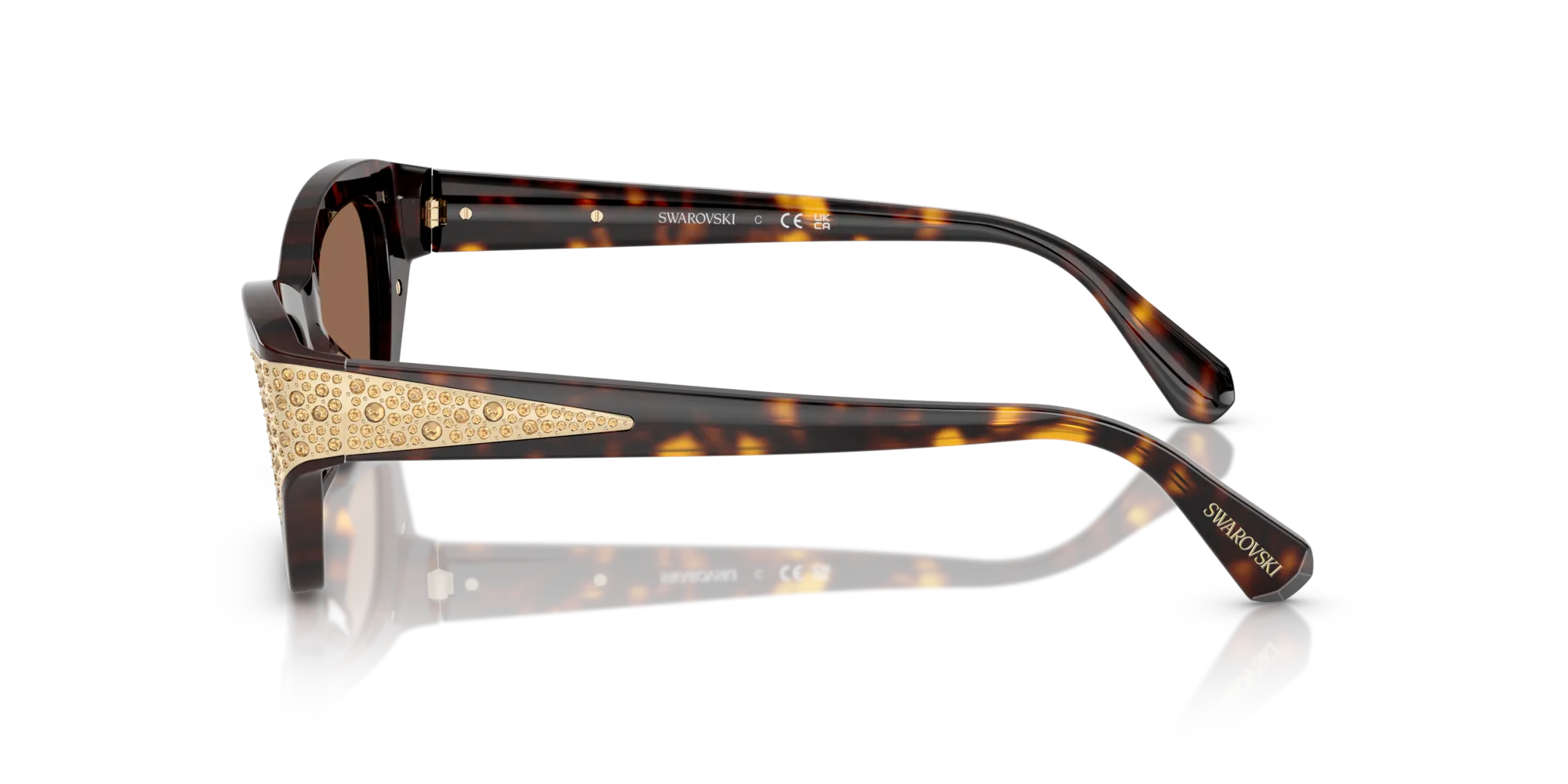 Swarovski SK6029 100273 Occhiali da sole Acetato Marrone Marrone Cat Eye Normale - immagine 4