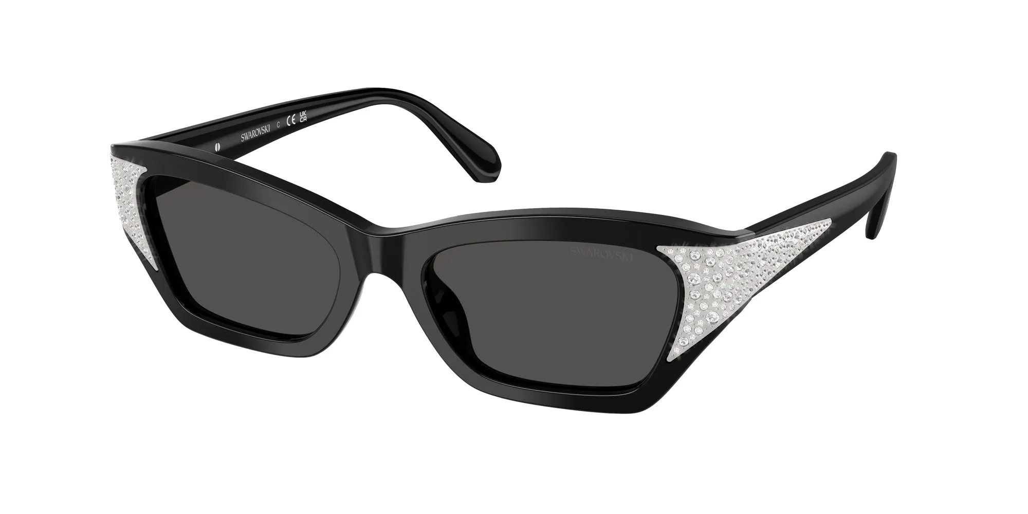 Swarovski SK6029 100187 Occhiali da sole Acetato Nero Grigio Cat Eye Normale - immagine 1