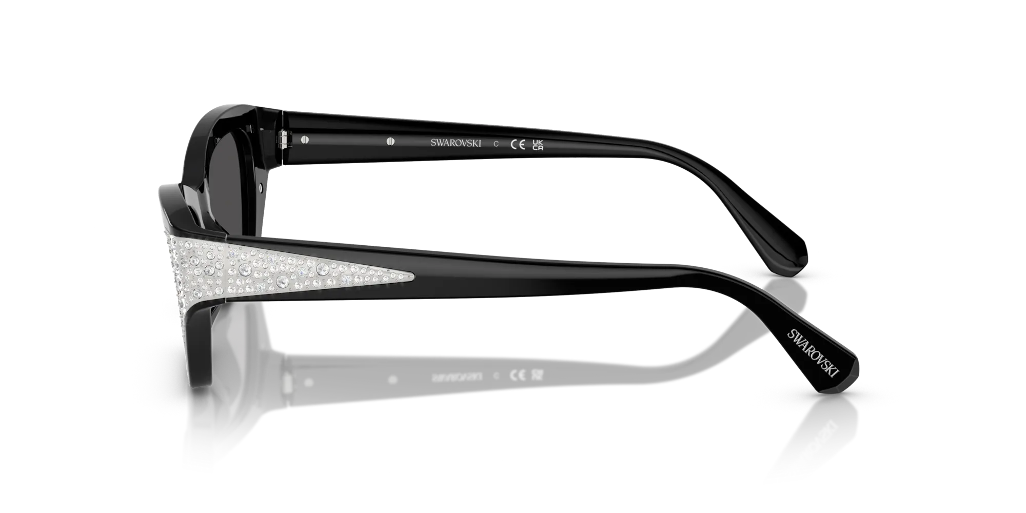 Swarovski SK6029 100187 Occhiali da sole Acetato Nero Grigio Cat Eye Normale - immagine 4