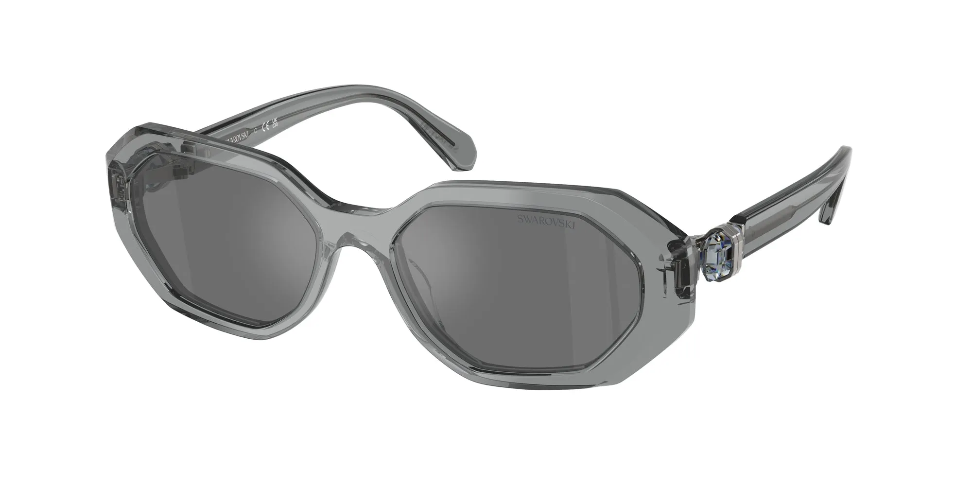 Swarovski SK6028 10626G Occhiali da sole Acetato Grigio Grigio Geometrica Specchiate - immagine 1