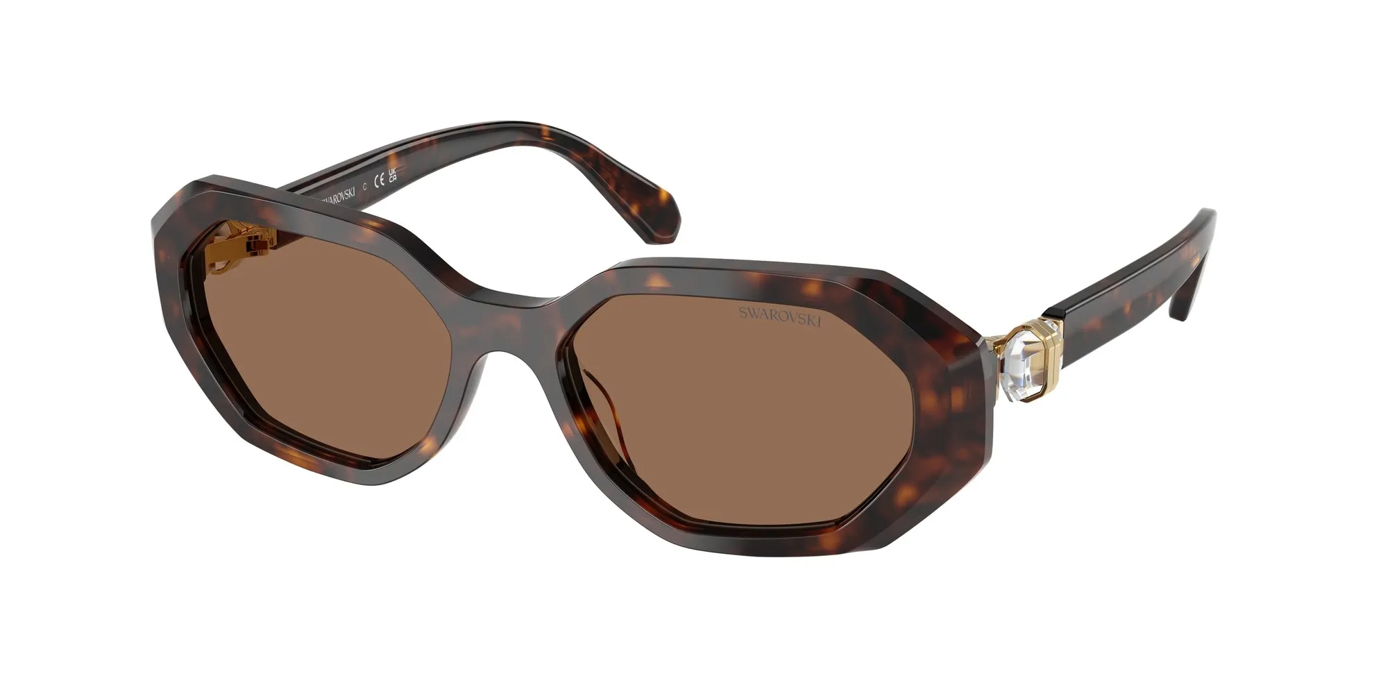 Swarovski SK6028 100273 Occhiali da sole Acetato Marrone Marrone Geometrica Normale - immagine 1