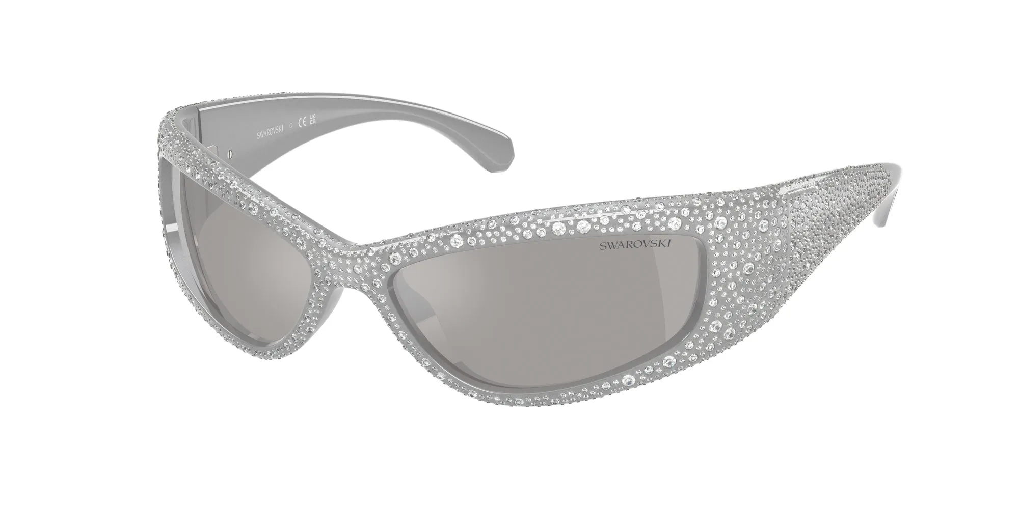 Swarovski SK6027 10596G Occhiali da sole Iniettato Grigio Grigio Geometrica Specchiate - immagine 1