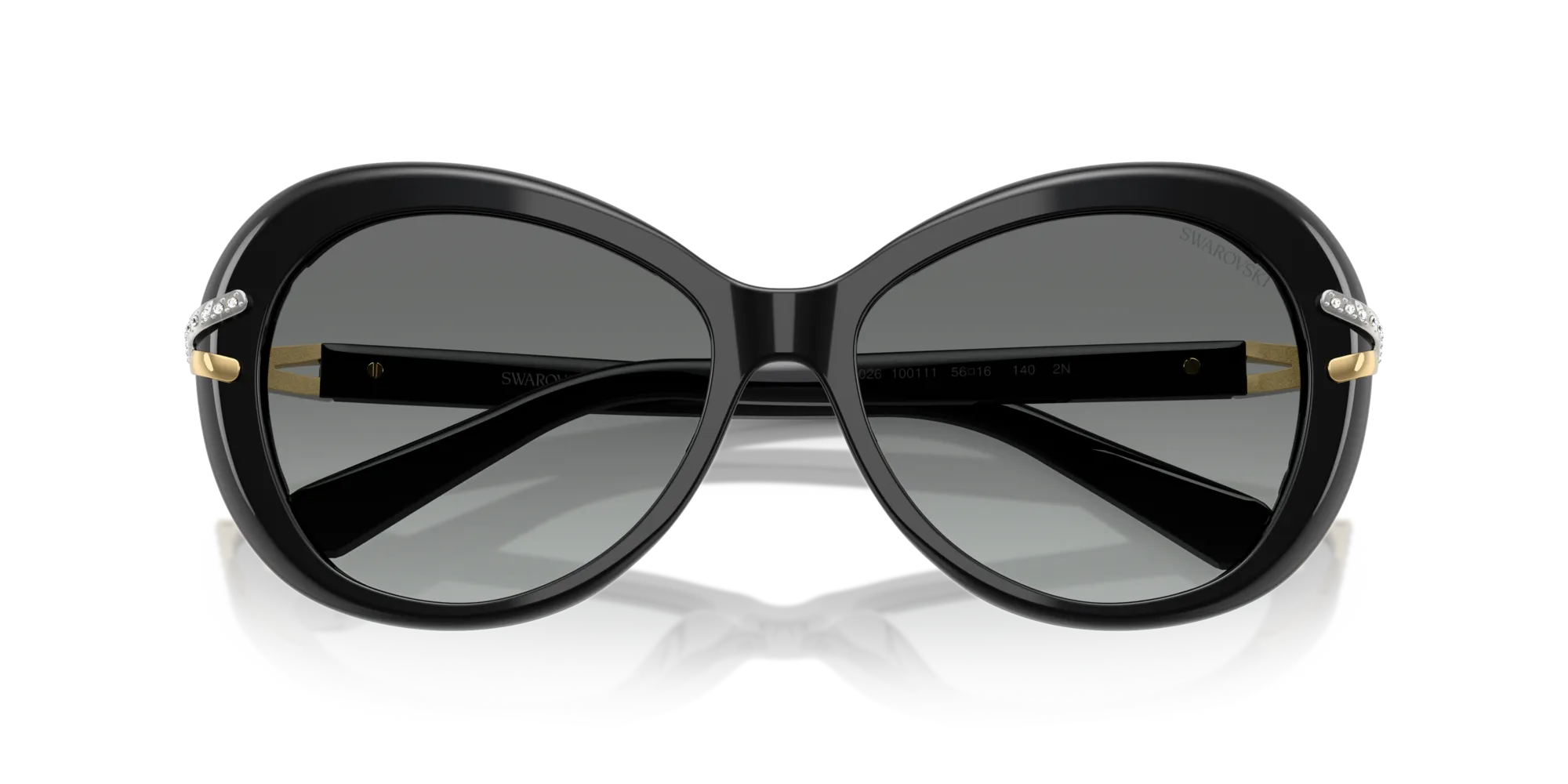 Swarovski SK6026 100111 Occhiali da sole Acetato Nero Grigio Farfalla Normale Sfumato - immagine 2