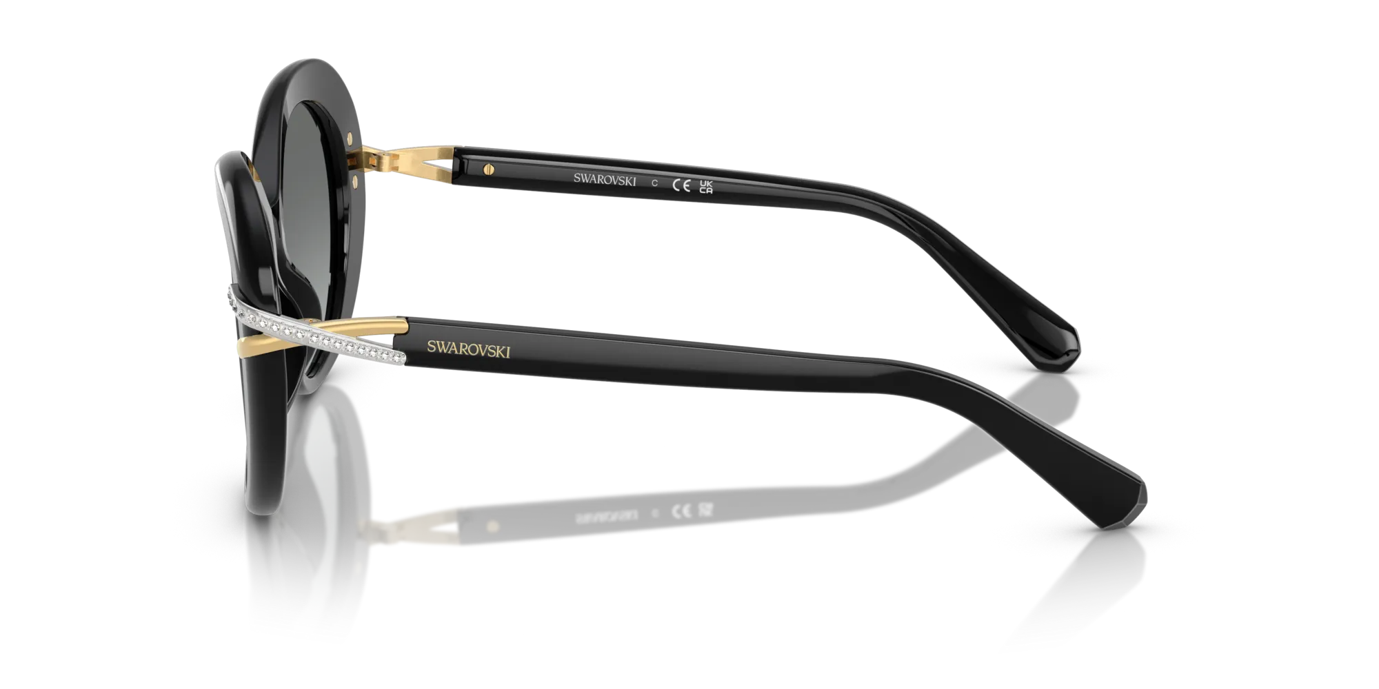 Swarovski SK6026 100111 Occhiali da sole Acetato Nero Grigio Farfalla Normale Sfumato - immagine 4