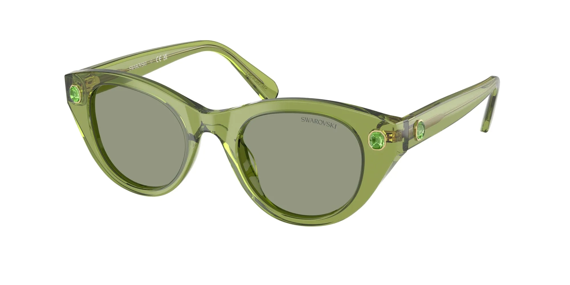 Swarovski SK6025 3002/2 Occhiali da sole Acetato Verde Verde Rotonda Normale - immagine 1