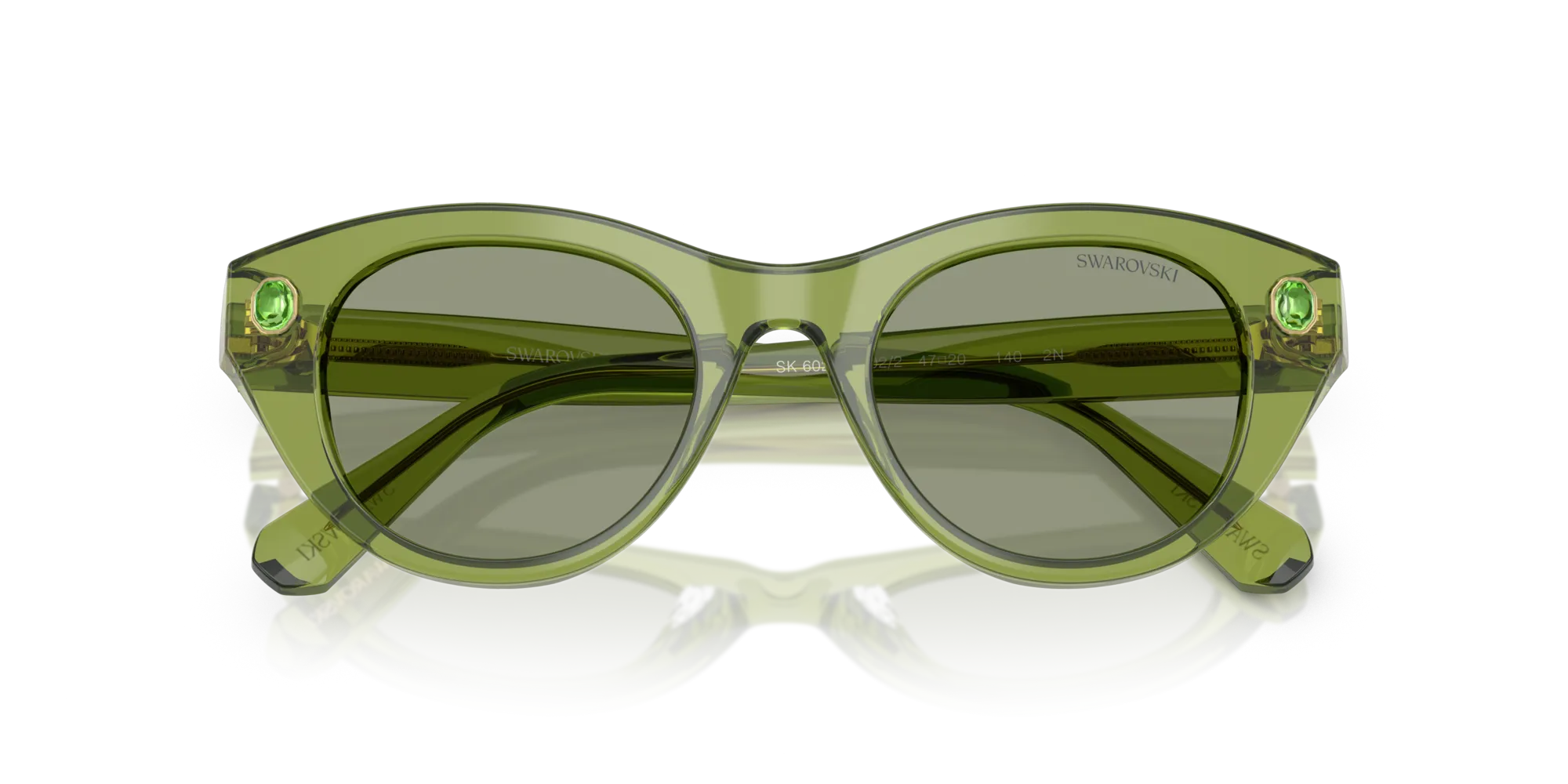 Swarovski SK6025 3002/2 Occhiali da sole Acetato Verde Verde Rotonda Normale - immagine 2
