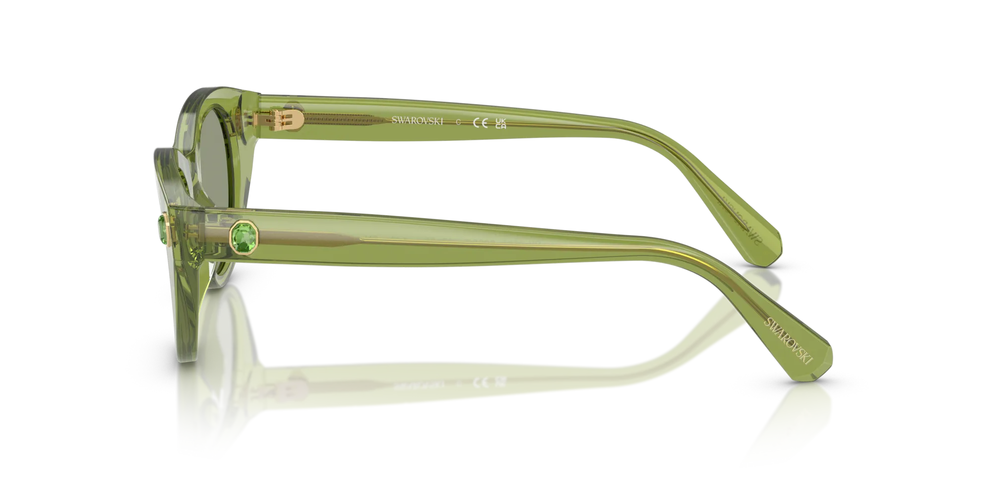 Swarovski SK6025 3002/2 Occhiali da sole Acetato Verde Verde Rotonda Normale - immagine 4