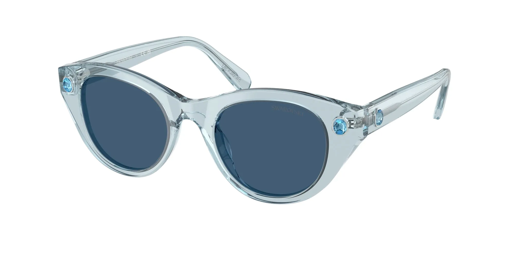 Swarovski SK6025 106555 Occhiali da sole Acetato Blu Blu Rotonda Normale - immagine 1