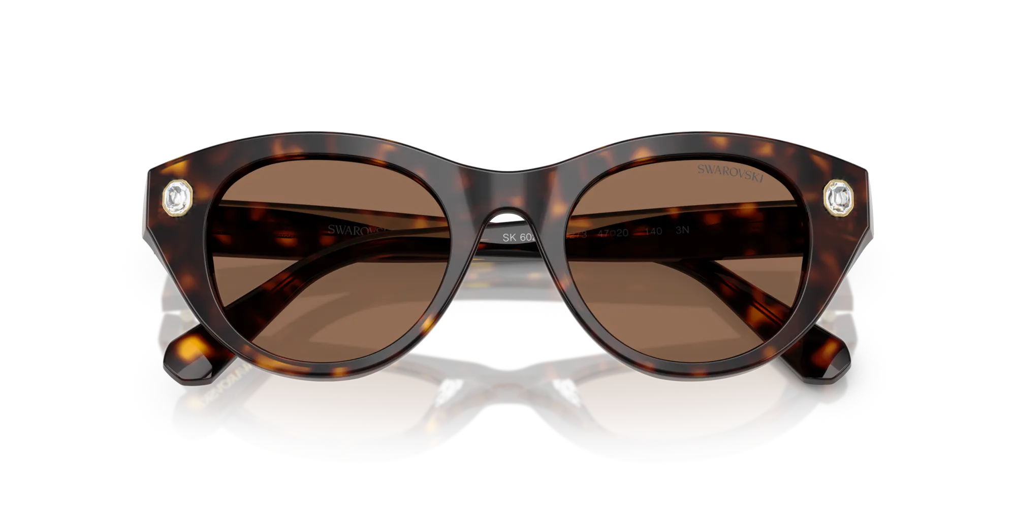 Swarovski SK6025 100273 Occhiali da sole Acetato Tartaruga Marrone Rotonda Normale - immagine 2